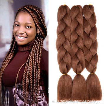 pre stretched expression braiding hair 24inch cheap synthetic Hair Box Braids Jumbo crochet braided hair extension bulk